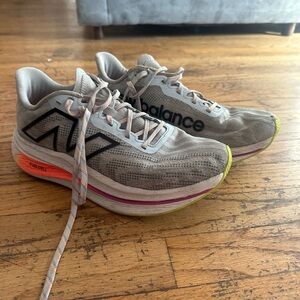 New Balance Gray and Orange Athletic Shoes with Chunky Sole
